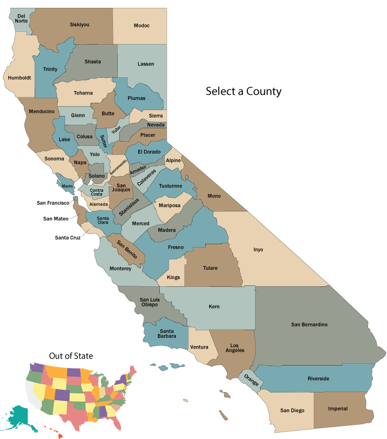 Map of California counties