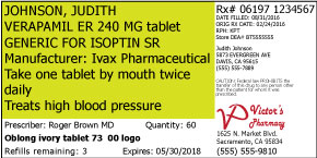 Sample prescription label 12 pt font size