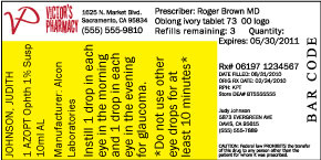 Sample prescription label 12 pt font size