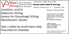 Sample prescription label 12 pt font size