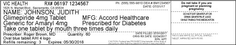 Sample prescription label 12 pt font size